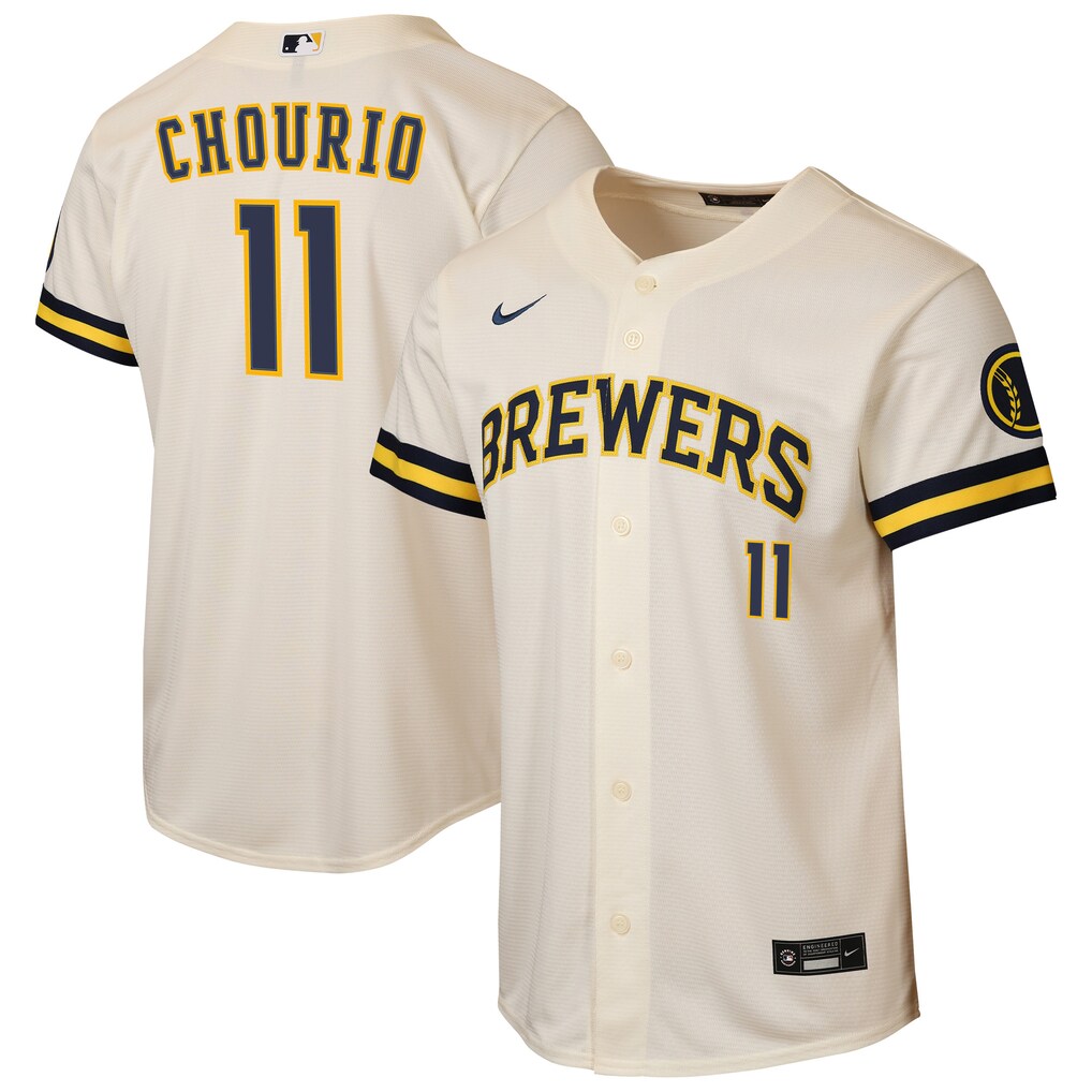 Youth Milwaukee Brewers Jackson Chourio Nike Cream Home Stadium Jersey - Ujersey