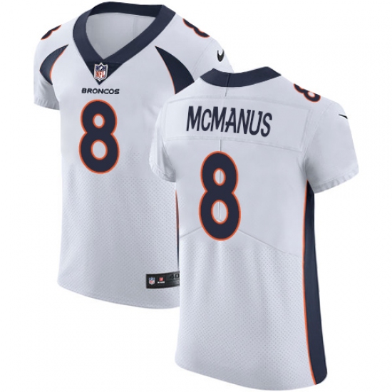 Men's Nike Denver Broncos #8 Brandon McManus White Vapor Untouchable Elite Player NFL Jersey - Ujersey