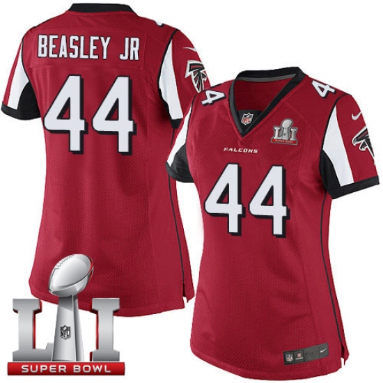 Women's Nike Atlanta Falcons #44 Vic Beasley Red Team Color Super Bowl LI 51 Vapor Untouchable Limited Player NFL Jersey - Ujersey