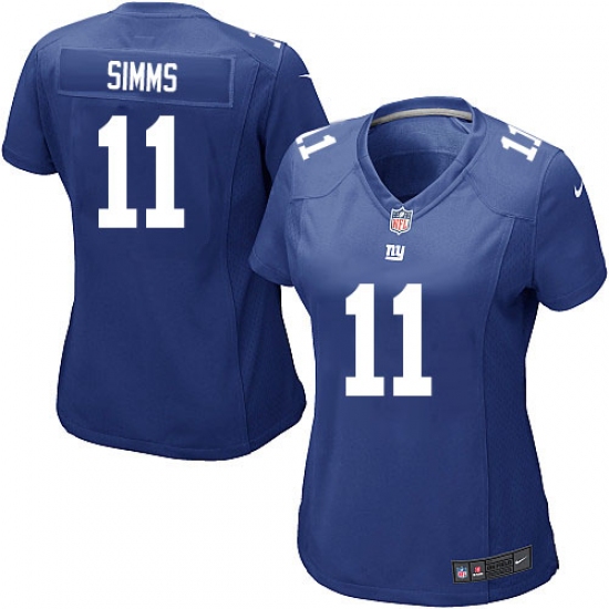 Women's Nike New York Giants #11 Phil Simms Game Royal Blue Team Color NFL Jersey - Ujersey