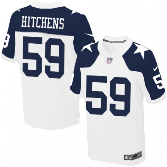 Men's Nike Dallas Cowboys #59 Anthony Hitchens Elite White Throwback Alternate NFL Jersey - Ujersey