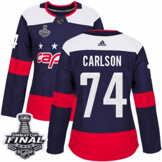 Women's Adidas Washington Capitals #74 John Carlson Authentic Navy Blue 2018 Stadium Series 2018 Stanley Cup Final NHL Jersey - Ujersey