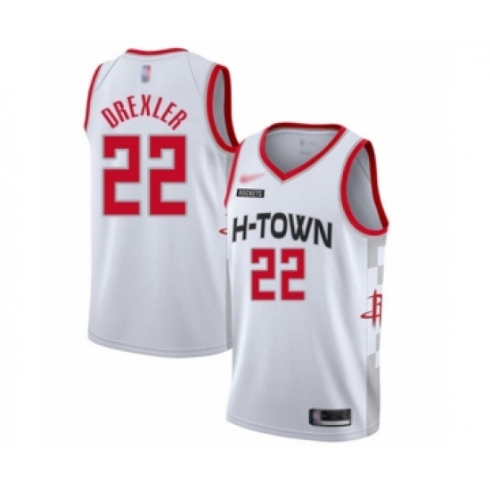 Youth Houston Rockets #22 Clyde Drexler Swingman White Basketball Jersey - 2019 20 City Edition - Ujersey