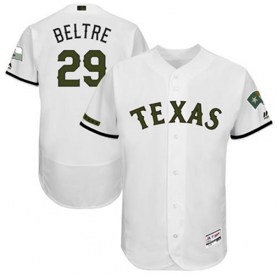 Men's Majestic Texas Rangers #29 Adrian Beltre White Memorial Day Authentic Collection Flex Base MLB Jersey - Ujersey