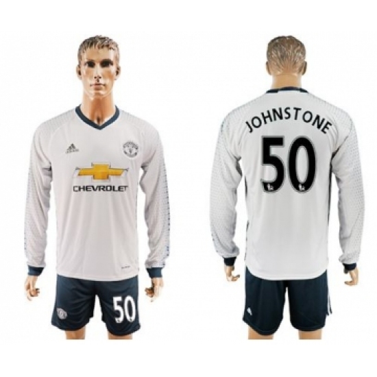 Manchester United #50 Johnstone Sec Away Long Sleeves Soccer Club Jersey