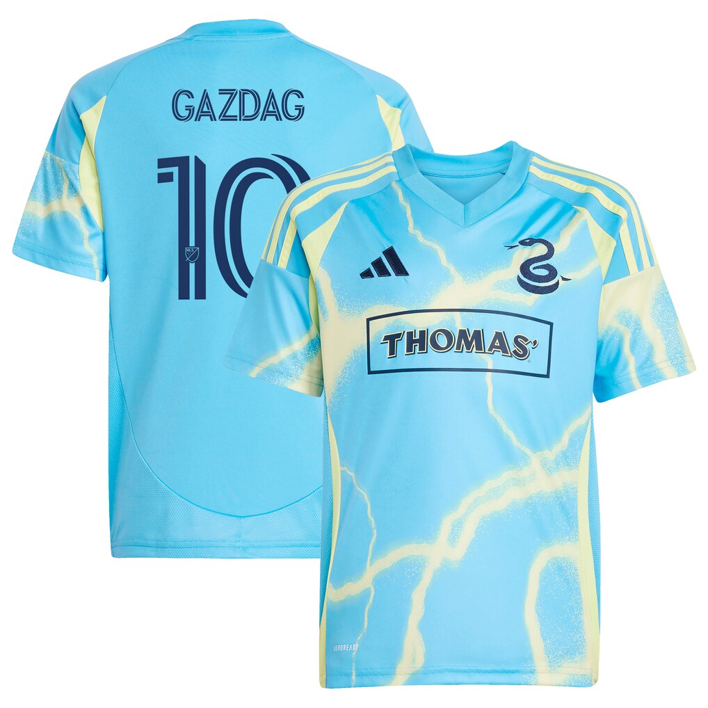 Youth Philadelphia Union Daniel Gazdag adidas Blue 2025 The Voltage Kit Replica Player Jersey - Ujersey