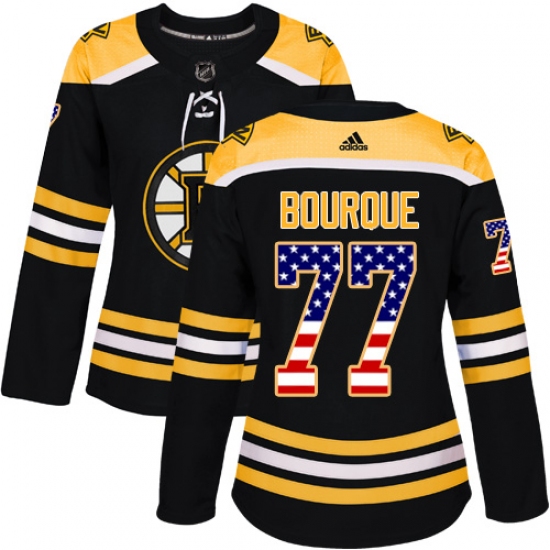 Women's Adidas Boston Bruins #77 Ray Bourque Authentic Black USA Flag Fashion NHL Jersey - Ujersey