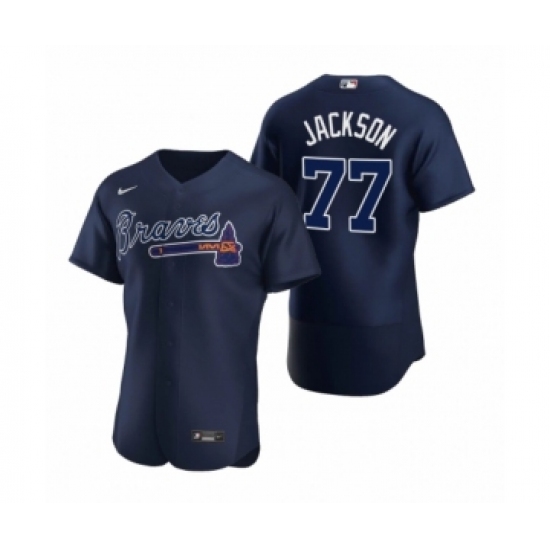Men's Atlanta Braves #77 Luke Jackson Nike Navy Authentic 2020 Alternate Jerseys - Ujersey