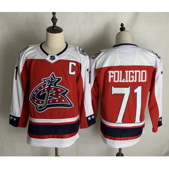 Men's Columbus Blue Jackets #71 Nick Foligno Red Authentic Classic Stitched Jersey - Ujersey