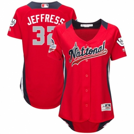 Women's Majestic Milwaukee Brewers #32 Jeremy Jeffress Game Red National League 2018 MLB All-Star MLB Jersey - Ujersey