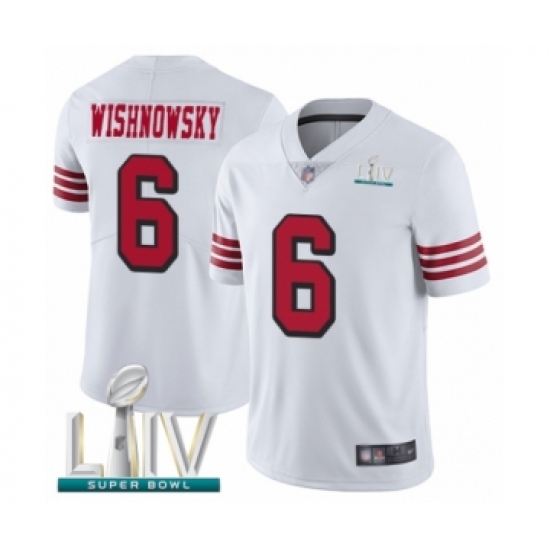 Men's San Francisco 49ers #6 Mitch Wishnowsky Limited White Rush Vapor Untouchable Super Bowl LIV Bound Football Jersey - Ujersey