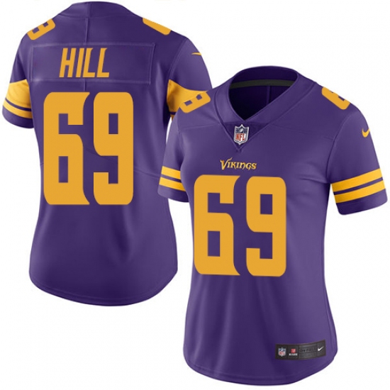 Women's Nike Minnesota Vikings #69 Rashod Hill Limited Purple Rush Vapor Untouchable NFL Jersey - Ujersey