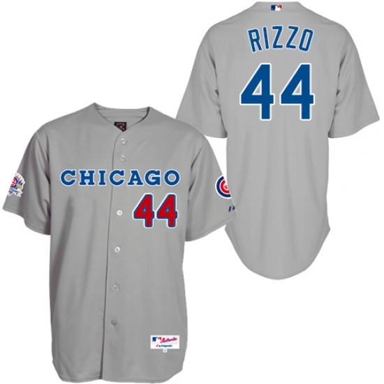 Men's Majestic Chicago Cubs #44 Anthony Rizzo Authentic Grey 1990 Turn Back The Clock MLB Jersey - Ujersey