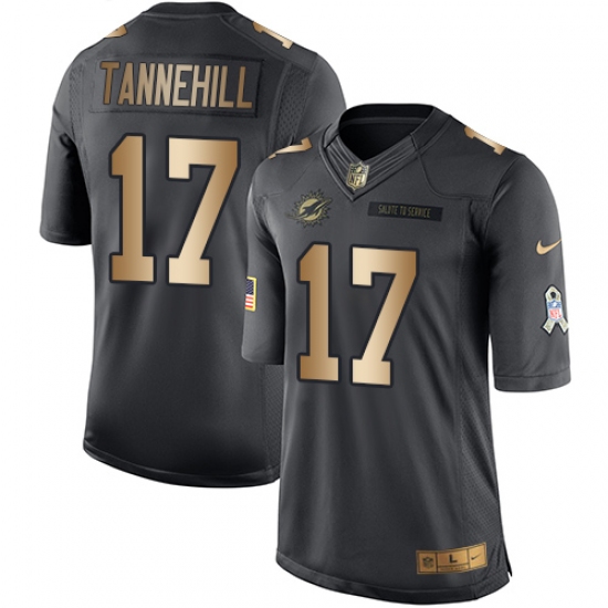 Men's Nike Miami Dolphins #17 Ryan Tannehill Limited Black/Gold Salute to Service NFL Jersey - Ujersey