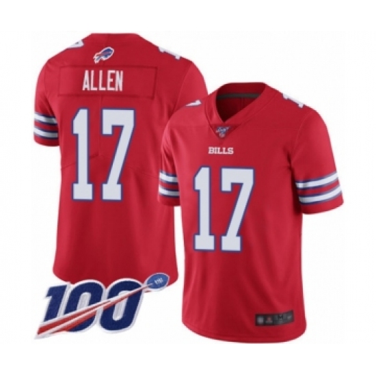 Youth Nike Buffalo Bills #17 Josh Allen Limited Red Rush Vapor Untouchable 100th Season NFL Jersey - Ujersey