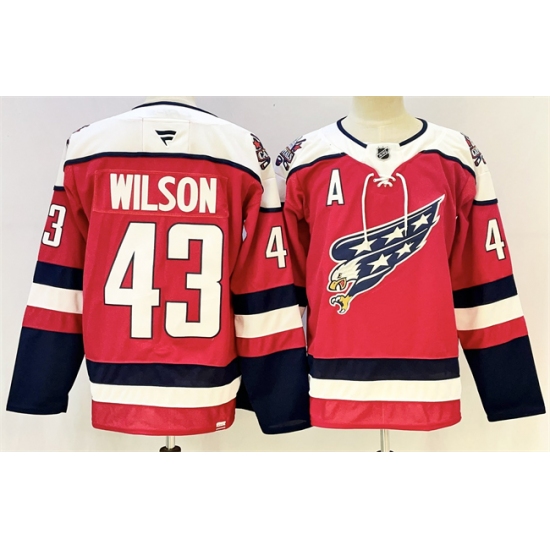 Men's Washington Capitals #43 Tom Wilson Red With A Stitched Hockey Jersey - Ujersey