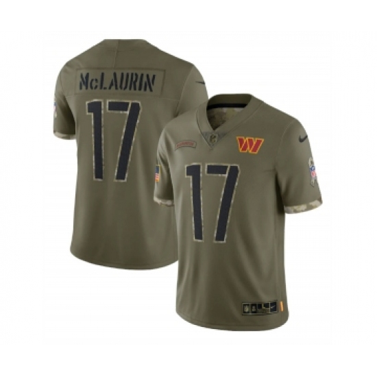 Men's Washington Commanders #17 Terry McLaurin 2022 Olive Salute To Service Limited Stitched Jersey - Ujersey
