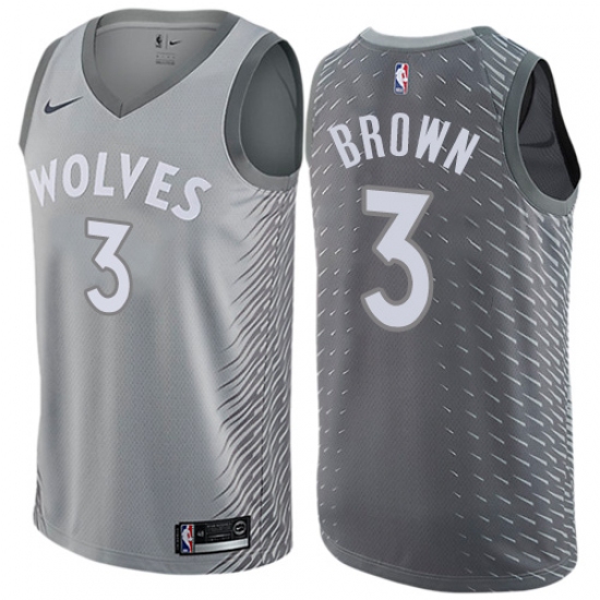 Women's Nike Minnesota Timberwolves #3 Anthony Brown Swingman Gray NBA Jersey - City Edition - Ujersey