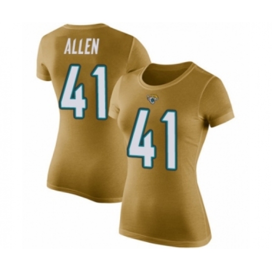 Football Women's Jacksonville Jaguars #41 Josh Allen Gold Rush Pride Name & Number T-Shirt - Ujersey