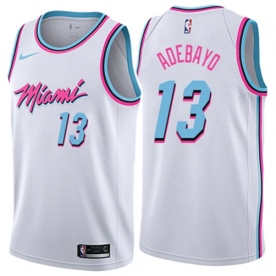Men's Nike Miami Heat #13 Edrice Adebayo Authentic White NBA Jersey - City Edition - Ujersey