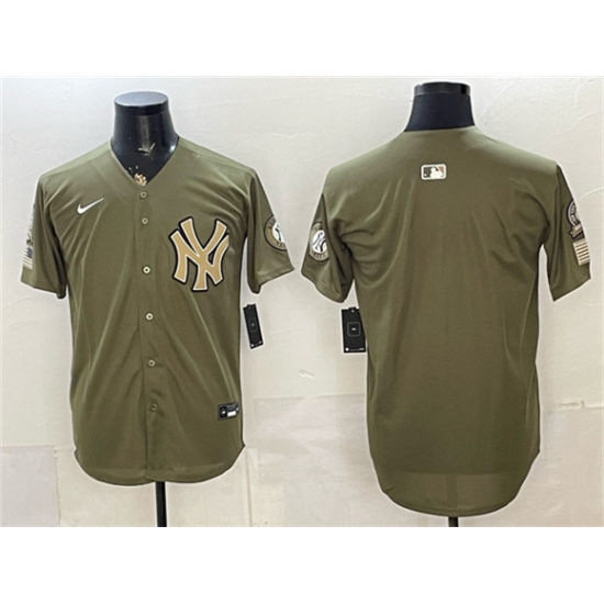 Men's New York Yankees Blank Olive 2026 Armed Forces Day Stitched Baseball Jersey - Ujersey