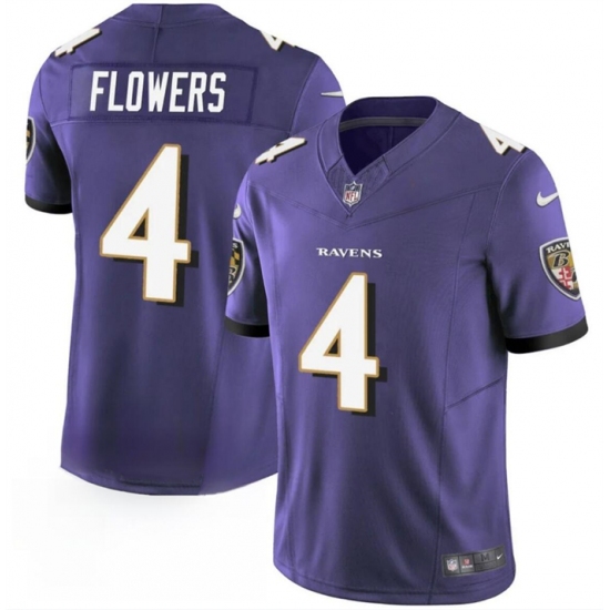 Men's Baltimore Ravens #4 Zay Flowers Purple 2023 F.U.S.E. Vapor Limited Football Stitched Jersey - Ujersey