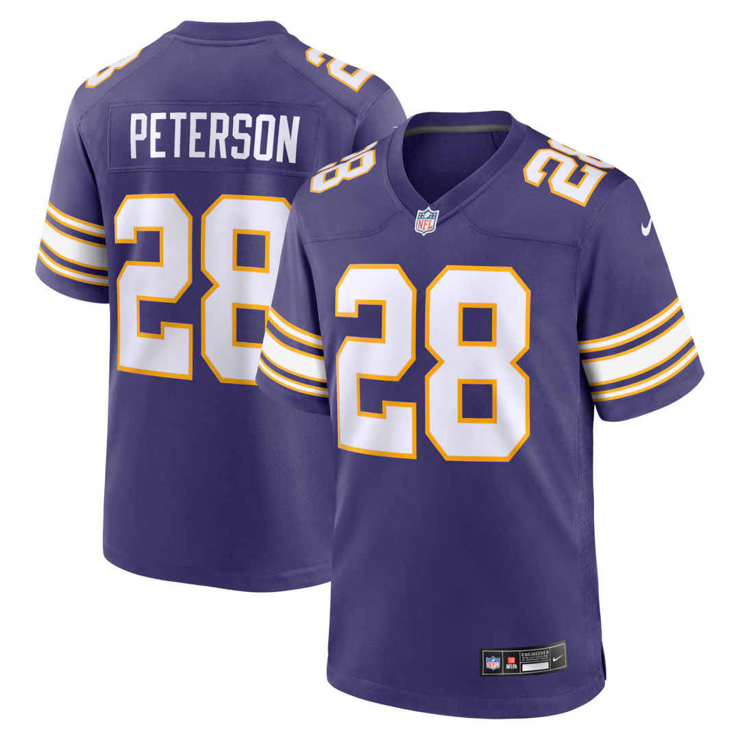 Men's Minnesota Vikings Adrian Peterson Nike Purple Alternate 2 Classic Retired Game Jersey - SUjersey01
