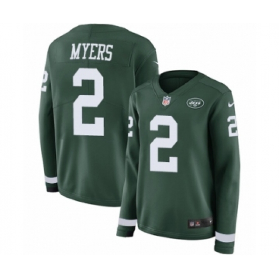 Women's Nike New York Jets #2 Jason Myers Limited Green Therma Long Sleeve NFL Jersey - Ujersey