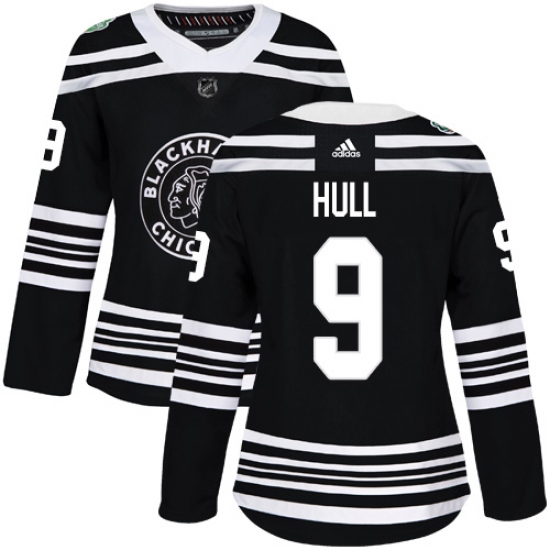 Women's Adidas Chicago Blackhawks #9 Bobby Hull Authentic Black 2019 Winter Classic NHL Jersey - Ujersey