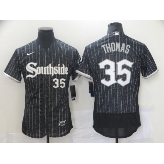 Men's Chicago White Sox #35 Frank Thomas Authentic Black Fashion Baseball Jersey - Ujersey