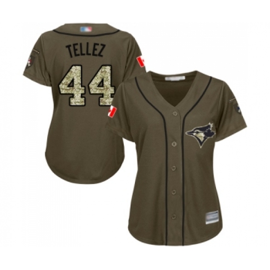 Women's Toronto Blue Jays #44 Rowdy Tellez Authentic Green Salute to Service Baseball Jersey - Ujersey