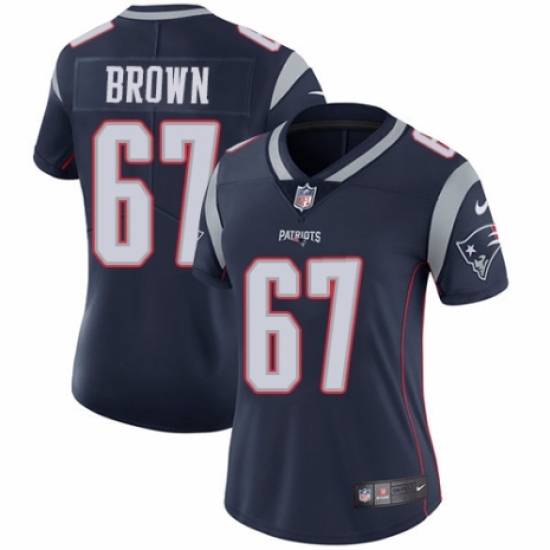 Women's Nike New England Patriots #67 Trent Brown Navy Blue Team Color Vapor Untouchable Limited Player NFL Jersey - Ujersey