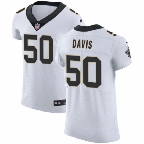 Men's Nike New Orleans Saints #50 DeMario Davis White Vapor Untouchable Elite Player NFL Jersey - Ujersey