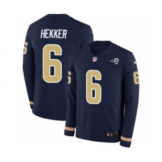 Youth Nike Los Angeles Rams #6 Johnny Hekker Limited Navy Blue Therma Long Sleeve NFL Jersey - Ujersey