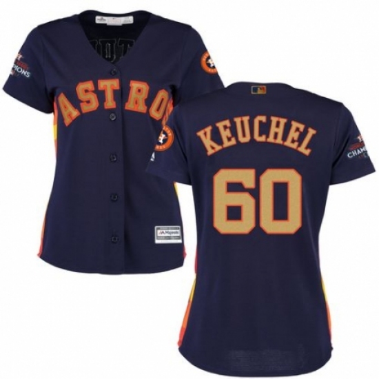 Women's Majestic Houston Astros #60 Dallas Keuchel Authentic Navy Blue Alternate 2018 Gold Program Cool Base MLB Jersey - Ujersey