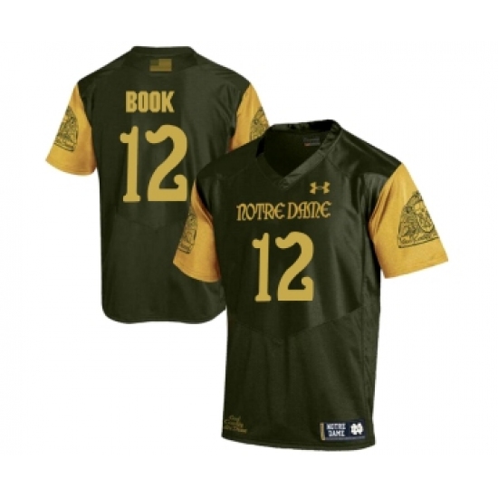 Notre Dame Fighting Irish 12 Ian Book Olive Green College Football Jersey - Ujersey