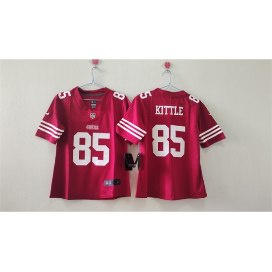 Women's San Francisco 49ers #85 George Kittle Red Vapor Football Stitched Jersey(Run Small) - Ujersey