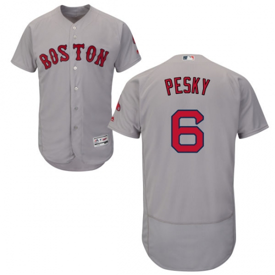 Men's Majestic Boston Red Sox #6 Johnny Pesky Grey Road Flex Base Authentic Collection MLB Jersey - Ujersey