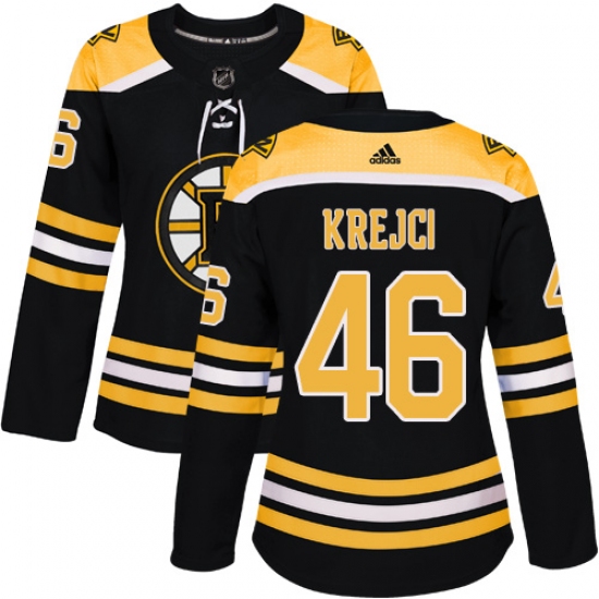 Women's Adidas Boston Bruins #46 David Krejci Authentic Black Home NHL Jersey - Ujersey