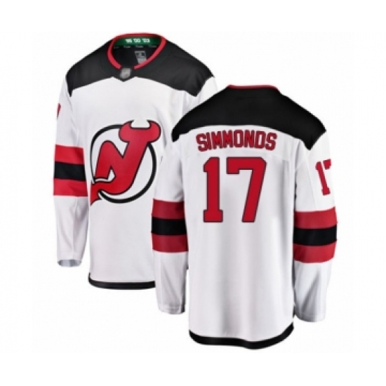 Men's New Jersey Devils #17 Wayne Simmonds Fanatics Branded White Away Breakaway Hockey Jersey - Ujersey