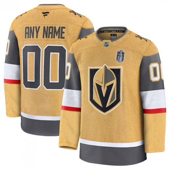 Men's Vegas Golden Knights Active Player Custom Gold 2026 Stanley Cup Final Patch Home Stitched Hockey Jersey