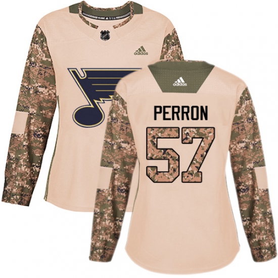 Women's Adidas St. Louis Blues #57 David Perron Authentic Camo Veterans Day Practice NHL Jersey - Ujersey