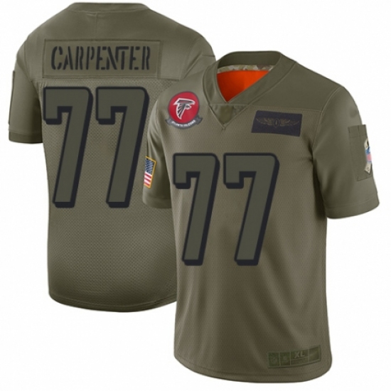 Women's Atlanta Falcons #77 James Carpenter Limited Camo 2019 Salute to Service Football Jersey - Ujersey