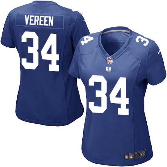 Women's Nike New York Giants #34 Shane Vereen Game Royal Blue Team Color NFL Jersey - Ujersey