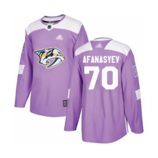 Men's Nashville Predators #70 Egor Afanasyev Authentic Purple Fights Cancer Practice Hockey Jersey - Ujersey