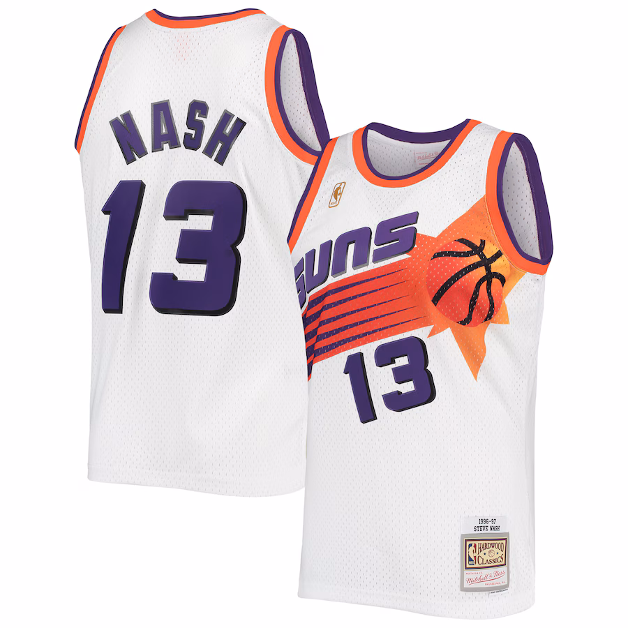 Men's Phoenix Suns Steve Nash Mitchell & Ness White 1996/97 Hardwood Classics Swingman Jersey - Ujersey