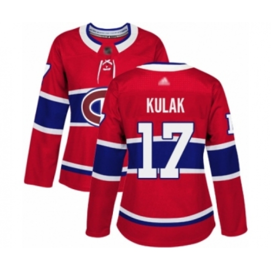 Women's Montreal Canadiens #17 Brett Kulak Premier Red Home Hockey Jersey - Ujersey