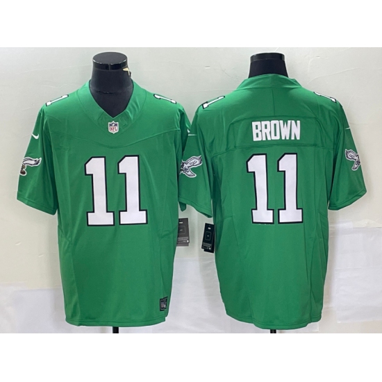 Men's Nike Philadelphia Eagles #11 AJ Brown Green 2023 F.U.S.E. Vapor Limited Throwback Stitched Football Jersey - Ujersey