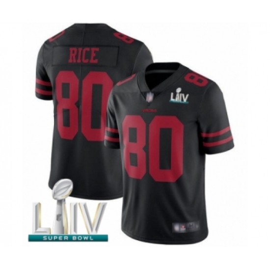 Men's San Francisco 49ers #80 Jerry Rice Black Alternate Vapor Untouchable Limited Player Super Bowl LIV Bound Football Jersey - Ujersey