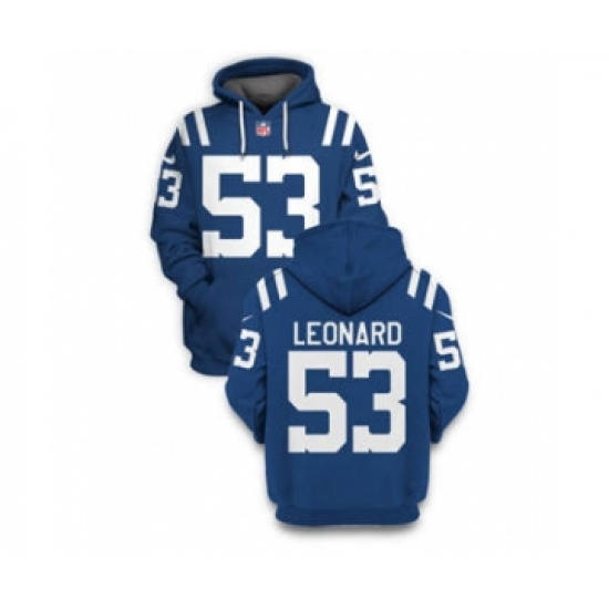 Men's Indianapolis Colts #53 Darius Leonard 2021 Blue Pullover Football Hoodie - Ujersey